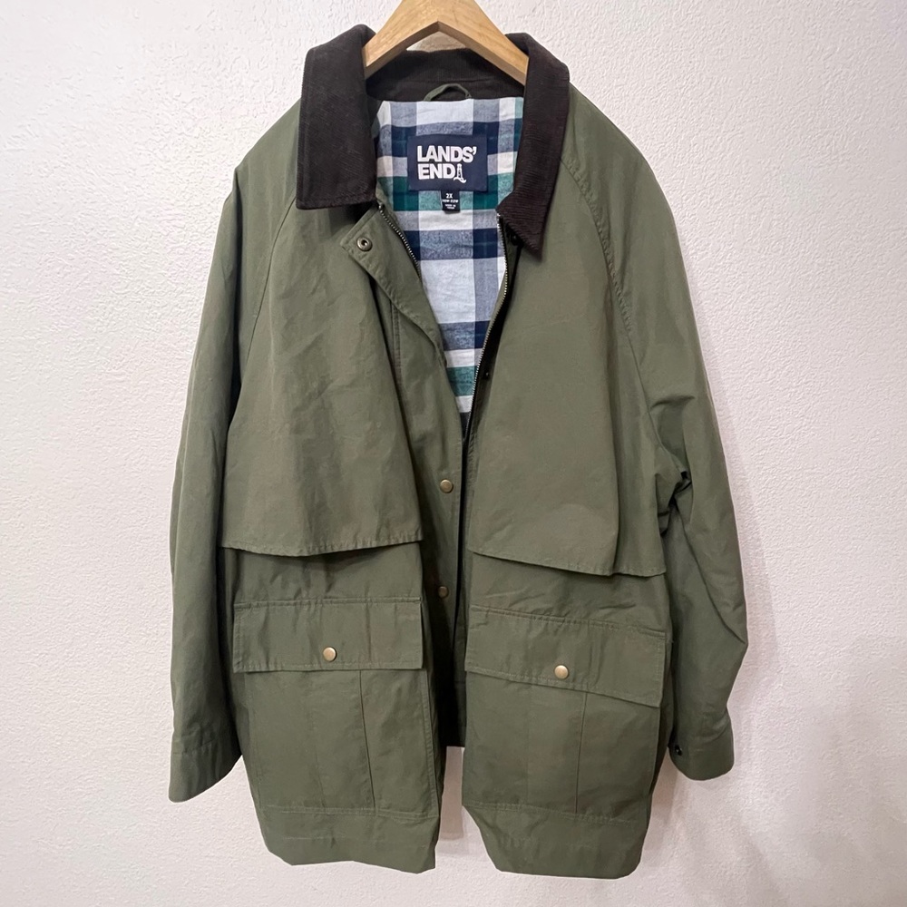 Olive Chore Jacket Women’s midsize 2X plus Classic Barn Lands' End Green Jacket